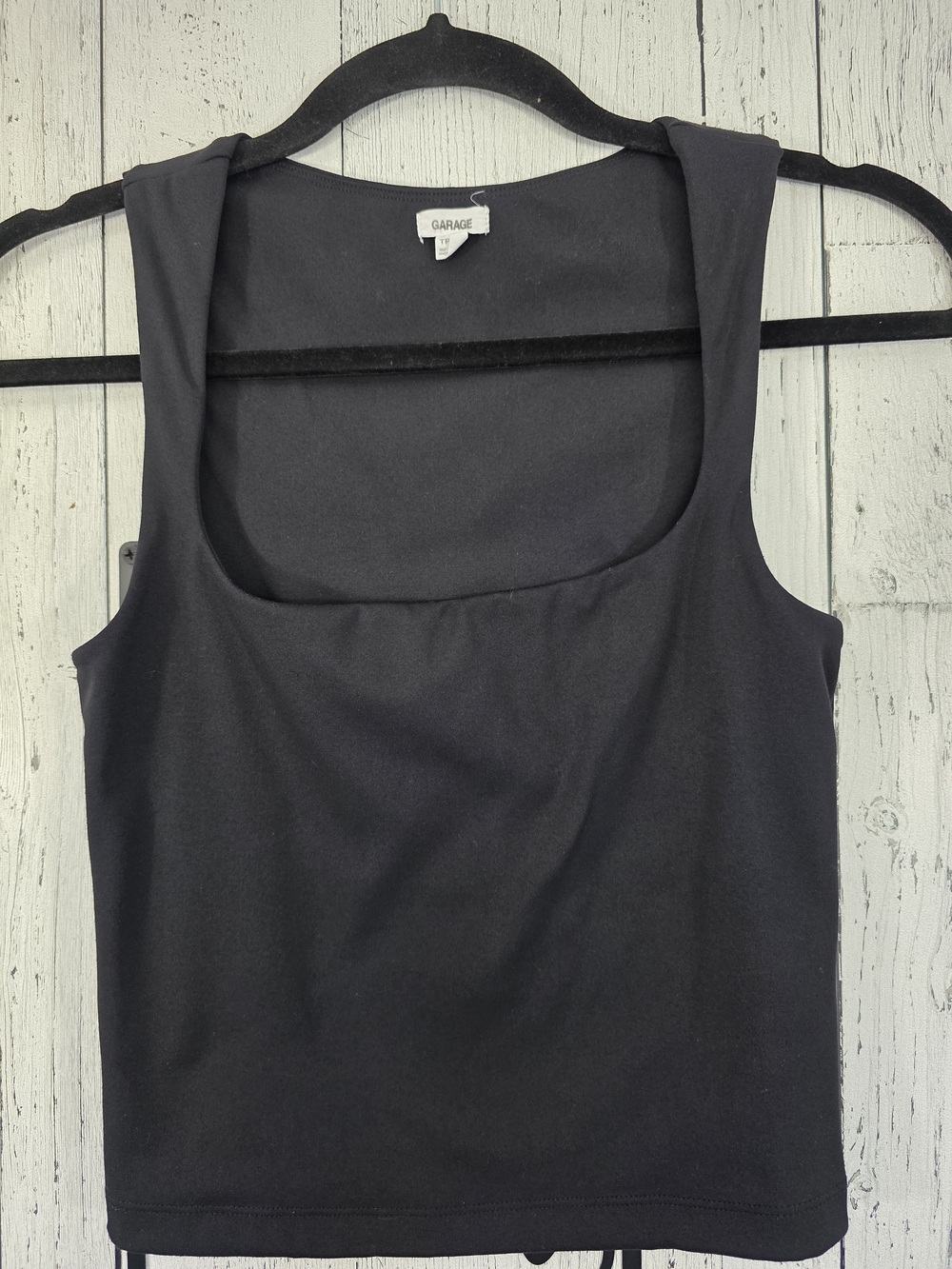 Garage Black Square Neck Crop Tank Top XS Casual Classic Resortwear Vacation